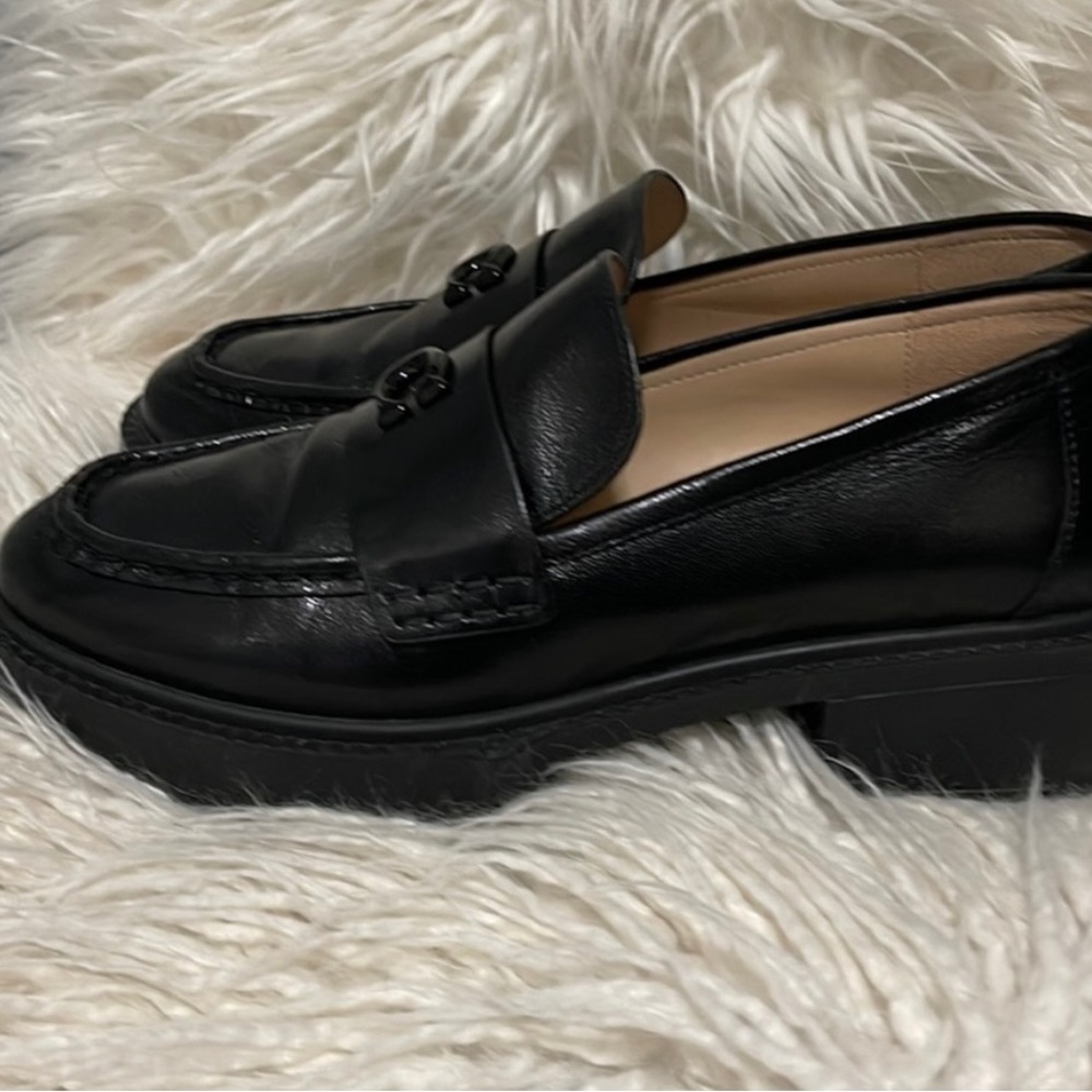 Coach Black Leather Platform Loafers - Picture 5 of 6